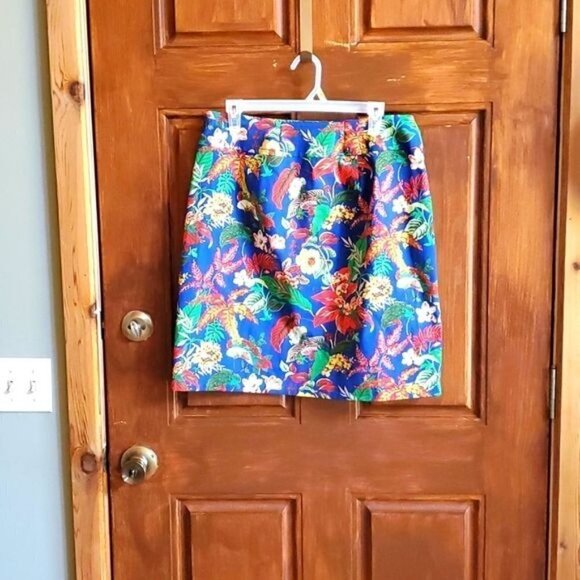 Talbots Colorful Floral‎ Side Zippered Lined Sz 12 Skirt - Picture 1 of 9